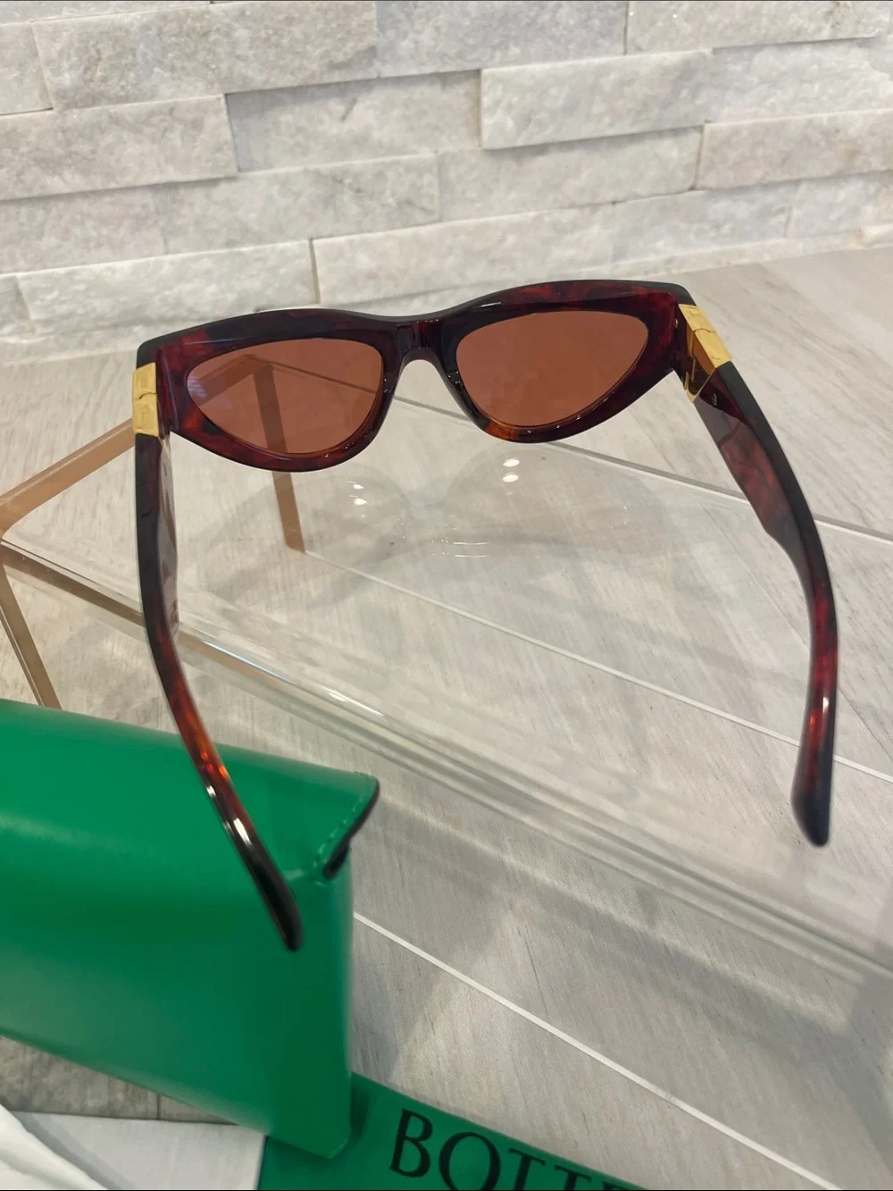Bottega Veneta Tortoiseshell Brown Cat-Eye Sunglasses